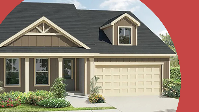 Rendering of an exterior view of a model home at Johnson Manor in Mooresville, North Carolina.