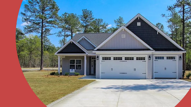 Exterior view of a model home at Laurel Ridge in Carthage, North Carolina.