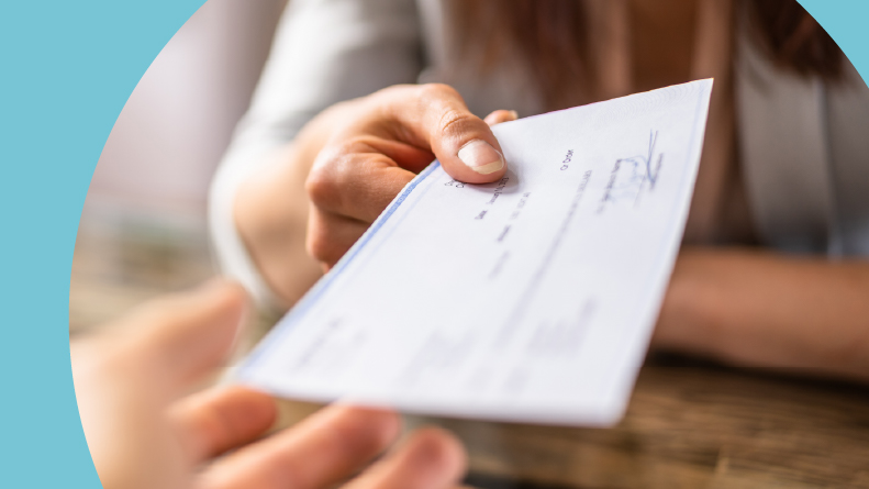 A 55+ adult receiving a Social Security check.