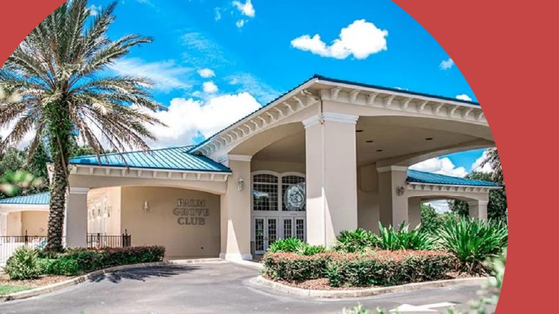 Entrance to the Palm Grove Club at Oak Run in Ocala, Florida.