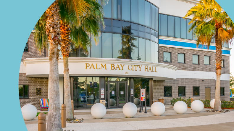 Exterior view of the Palm Bay City Hall in Palm Bay, Florida.