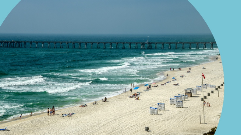Aerial view of Panama City Beach in Florida.