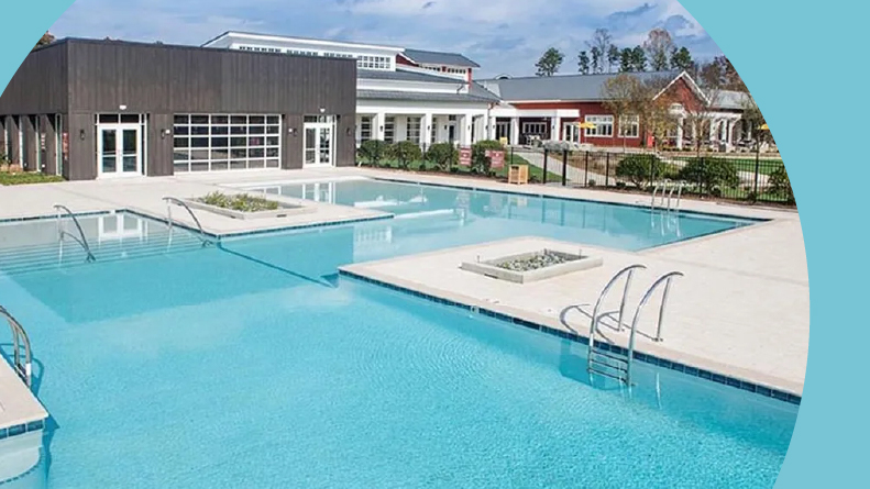 The outdoor pool at Trilogy Lake Norman in Denver, North Carolina.