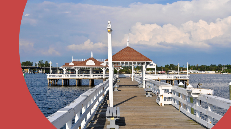 Bradenton Beach Historic Pier on Anna Maria Island in Florida.