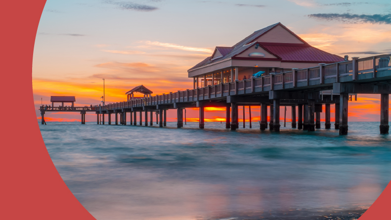 Pier 60 at sunset at Clearwater Beach, Florida.