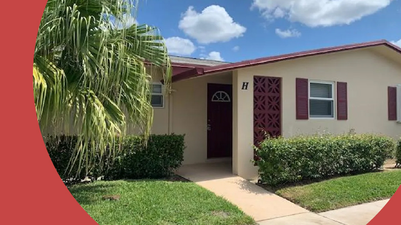 Exterior view of a home at Crosley Villas in West Palm Beach, Florida.