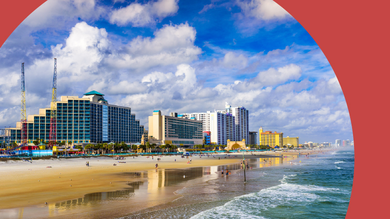 The beachfront skyline in Daytona Beach, Florida.