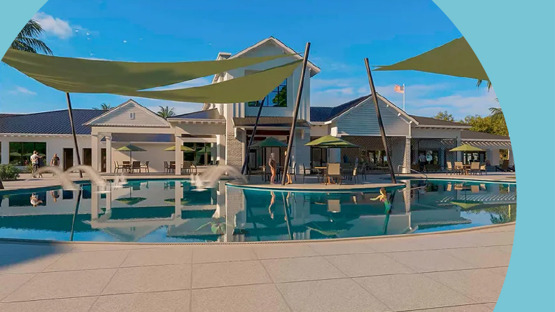 Rendering of the outdoor pool at Del Webb Sunchase in Parrish, Florida.