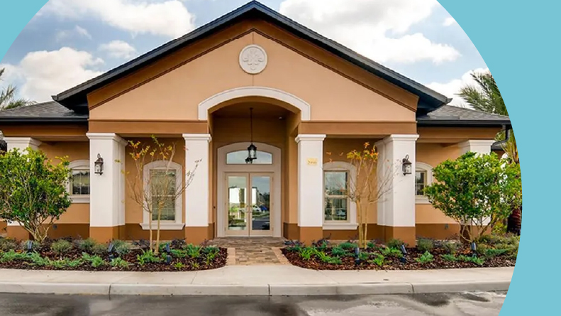 Exterior view of the clubhouse at Heritage Landings.