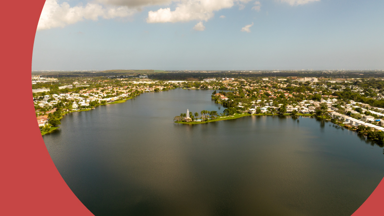 Aerial view of Margate, Florida on a beautiful day.