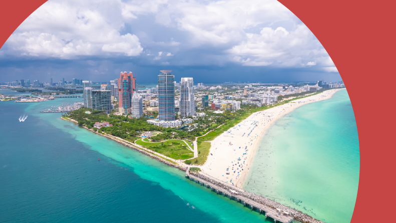 Aerial view of South Miami Beach in Florida.