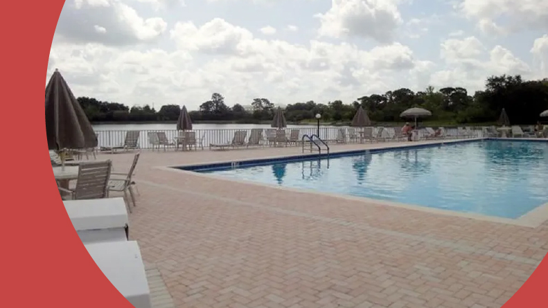 The outdoor pool at Pine Ridge at Fort Myers in Fort Myers, Florida.