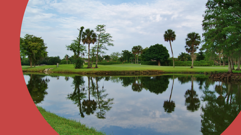 A pond on a golf course in Tamarac, Florida.