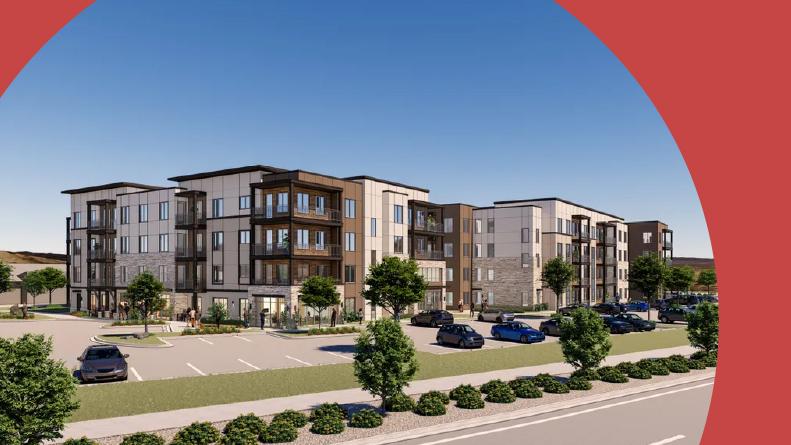 Rendering of the apartment building at Album Surprise in Surprise, Arizona.