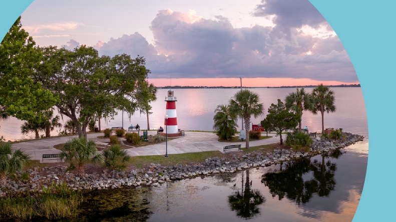 The Mount Dora Lighthouse in Mount Dora, Florida.