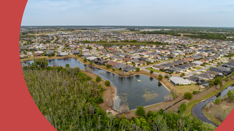 Aerial view of a residential community in Ocala, Florida.