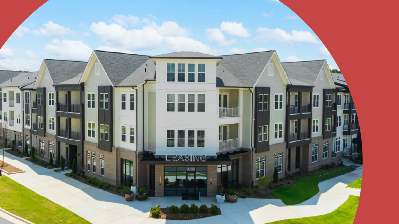 Exterior view of the residential building at Solis Birkdale in Huntersville, North Carolina.
