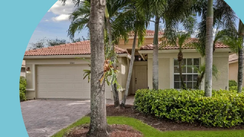 Exterior view of a home in Tuscany Bay in Boynton Beach, Florida.