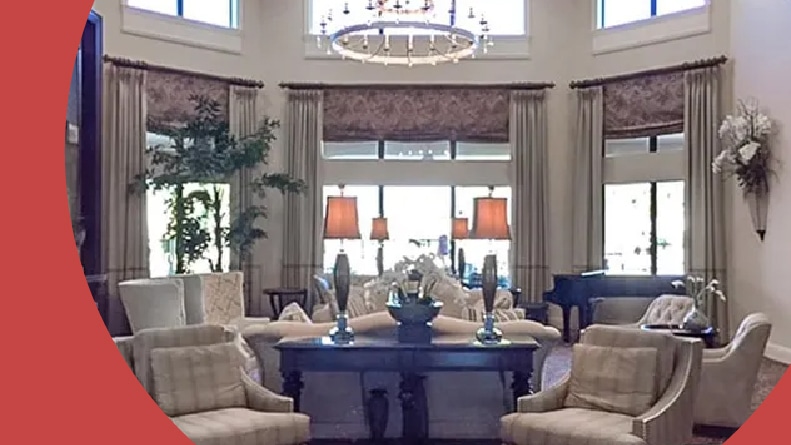 A lounge area inside the clubhouse at Valencia Reserve in Boynton Beach, Florida.
