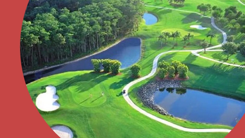 Aerial view of the golf course at Vineyards in Naples, Florida.