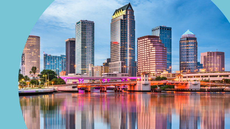 The downtown skyline of Tampa, Florida.