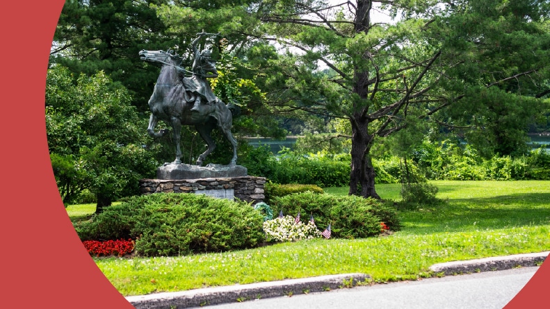 The Sybil Luddington statue in Carmel Hamlet, New York.
