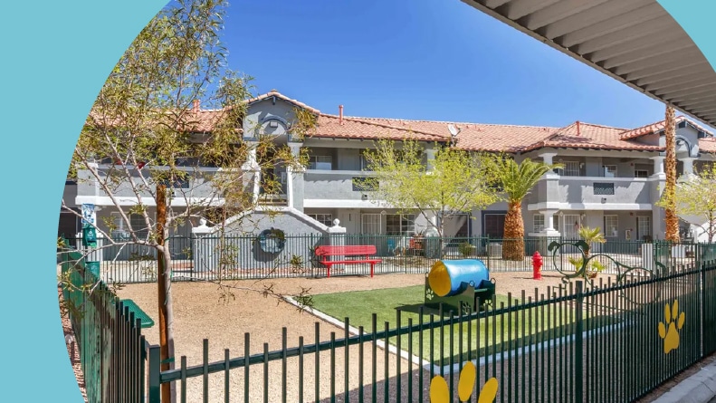 The dog park at Destinations Pebble in Las Vegas, Nevada.