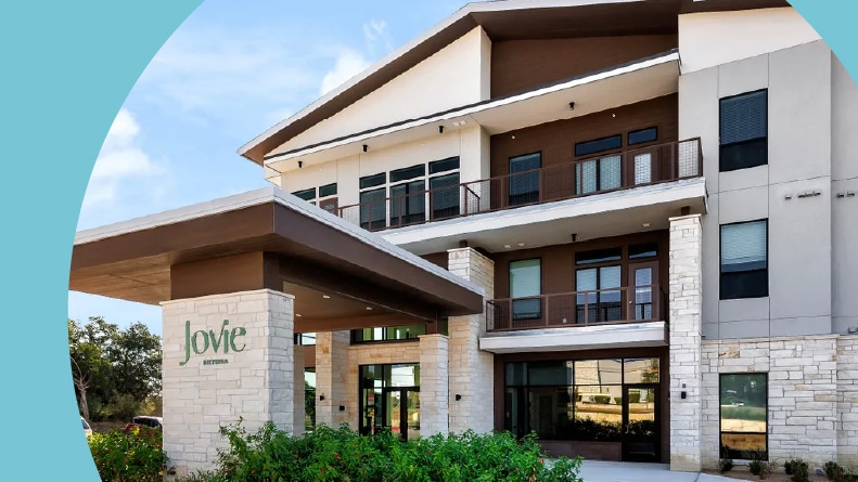 The entrance to Jovie Belterra in Austin, Texas.