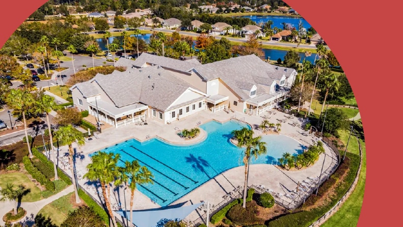 Aerial view of Lakes of Mount Dora in Mount Dora, Florida.
