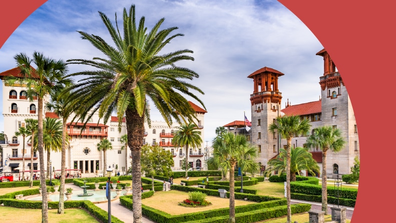The town square of St. Augustine in Florida.