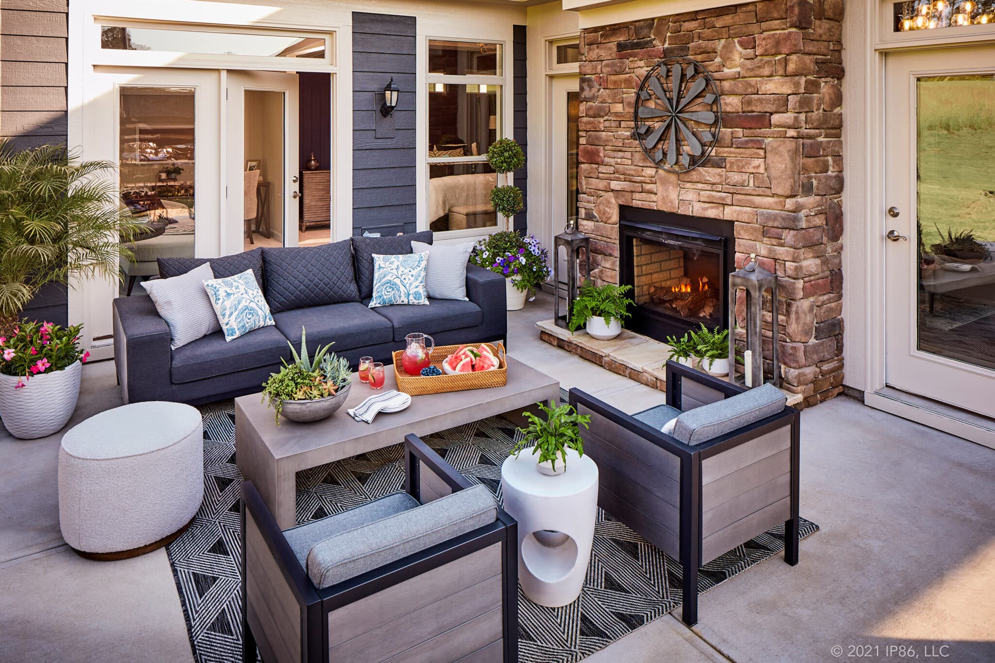 Courtyard with Outdoor Fireplace