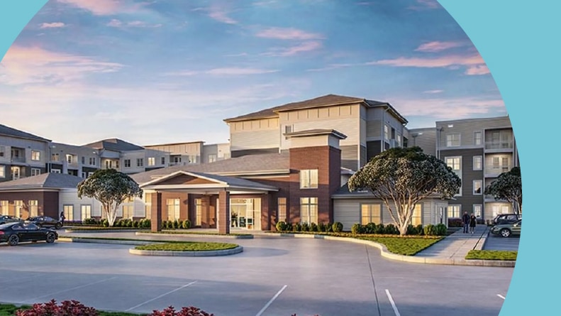 Rendering of the entrance to Album Huntersville in Huntersville, North Carolina.