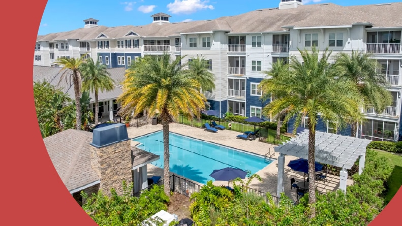 The outdoor pool at Album Monterey Pointe in Kissimmee, Florida.