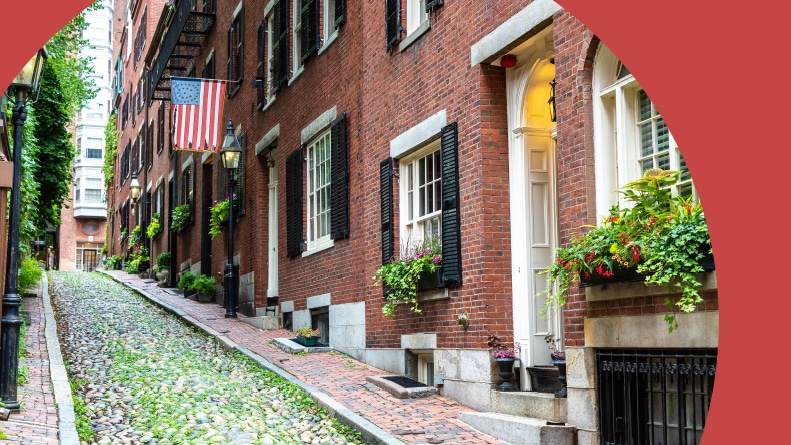 Historic Acorn Street in Boston, Massachusetts.