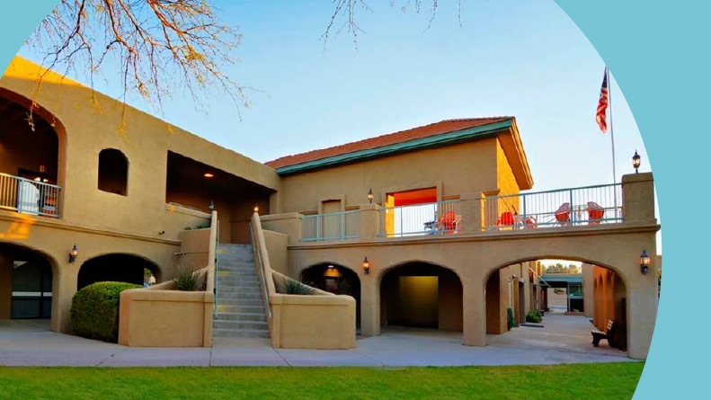 One of the many residential buildings part of Green Valley Recreation in Green Valley, Arizona.