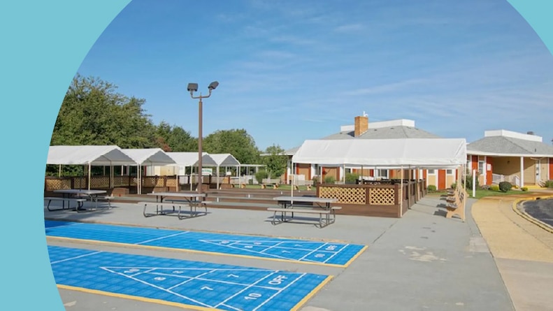 The shuffleboard courts at Holiday City at Berkeley in Toms River, New Jersey.