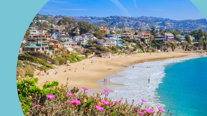 Crescent Bay of Laguna Beach on a sunny day in Orange County, California.
