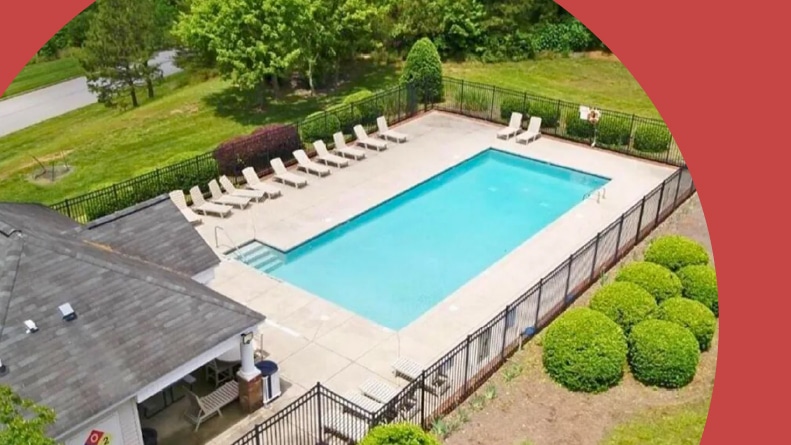 The outdoor pool at Meadowfield Terrace in Clemmons, North Carolina.