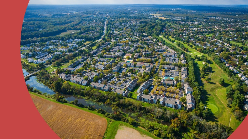 Aerial view of Plainsboro, New Jersey.