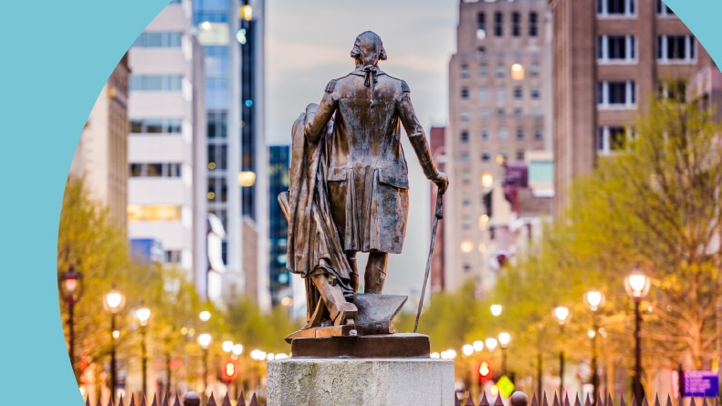 Downtown as viewed from the Capitol Building grounds in Raleigh, North Carolina.