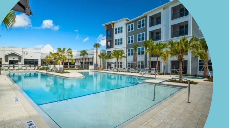 The outdoor pool at Rosalia Winter Park in Winter Park, Florida.