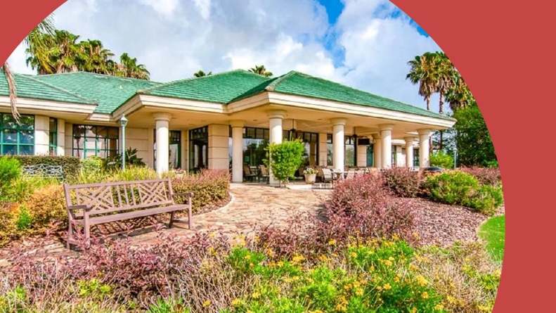 Greenery surrounding the clubhouse at Spruce Creek Country Club in Summerfield, Florida.
