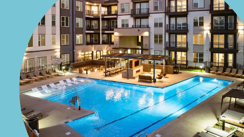 The outdoor pool at The Hickory at Indian Lake Village in Hendersonville, Tennessee.