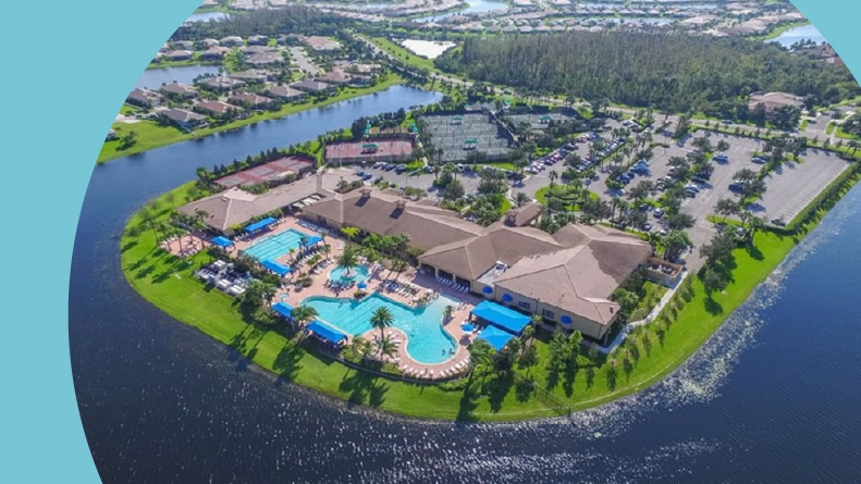 Aerial view of Valencia Lakes in Wimauma, Florida.