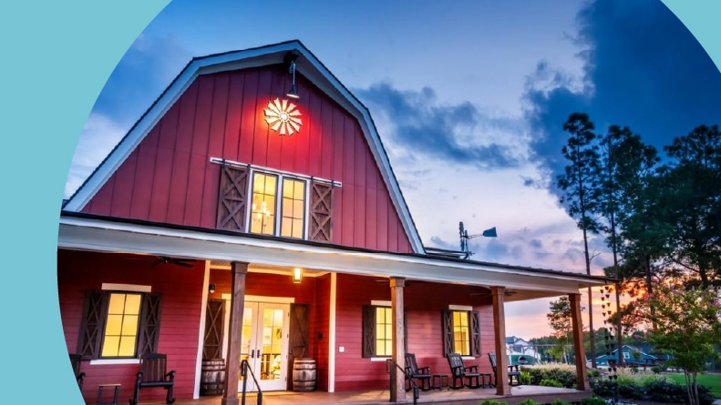 The barn clubhouse at Altis at Serenity in Fuquay-Varina, North Carolina.
