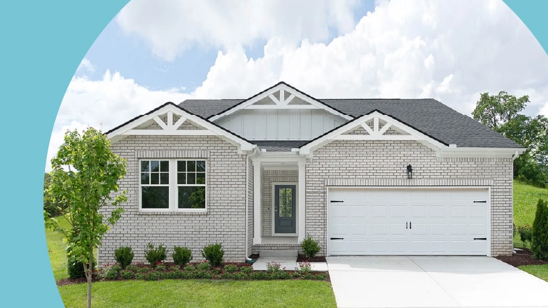 Exterior view of a model home at Cedars at Cane Ridge in Antioch, Tennessee.