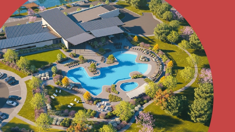 Rendering of an aerial view of Del Webb at Legacy Hills in Celina, Texas.