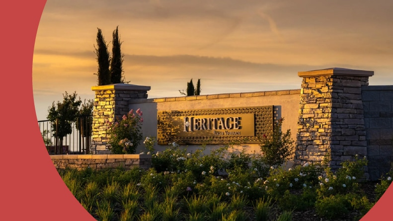 The community sign for Heritage Placer Vineyards in Roseville, California.