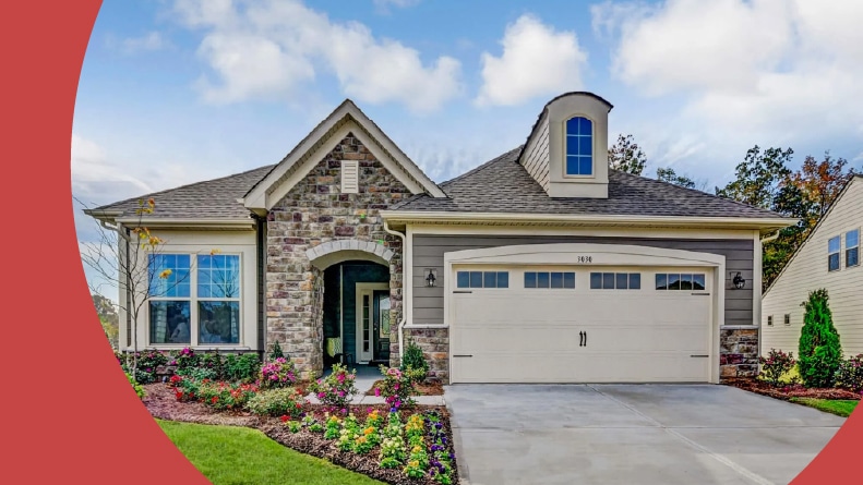 Exterior view of a model home at Roselyn in Lancaster, South Carolina.