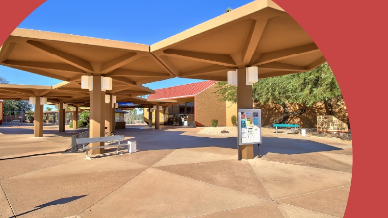 An outdoor patio area at Sun City in Arizona.